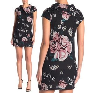 Papillon Cowl Neck Cap Sleeve Knit Mini Dress L